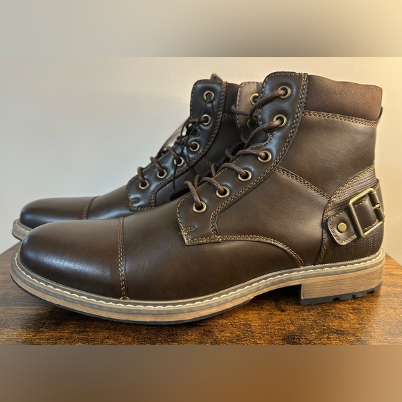 J. Ferrar Mens Millbank Flat Heel Lace Up Boots NWT Various Sizes Brown - Picture 1 of 10